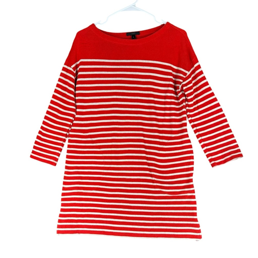 J Crew Women’s S Small Red Striped Boatneck Mini Dress Nautical Preppy G1350